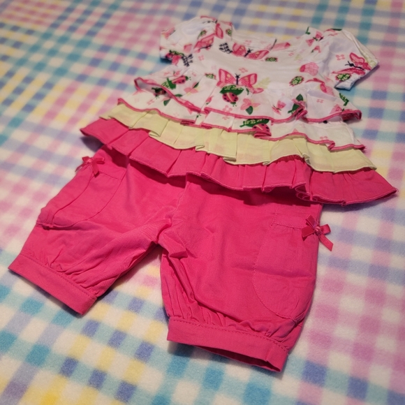 KOALA BABY ♡ 2pc Butterflies 'n LadybBugs Ruffled Top 'n Elastic Pocket Pants NB - Picture 14 of 17